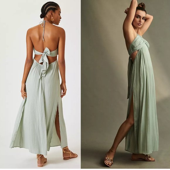 Anthropologie Tie-Back Halter Maxi Dress - Picture 4 of 5